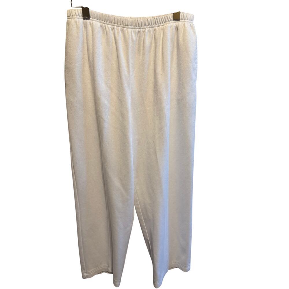 Alfred Dunner White Elastic Waist Polyester Cotton Pants Size 12